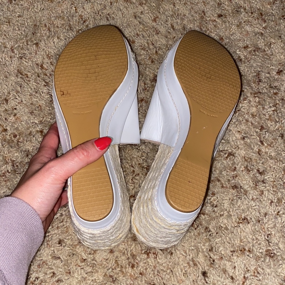 White Stuart Weitzman Slide Wedges - image 8